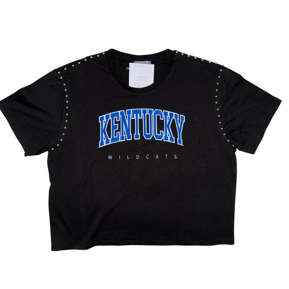 Kentucky Womens Gameday Couture Ky Wildcats black cropped top shirt sequin studs